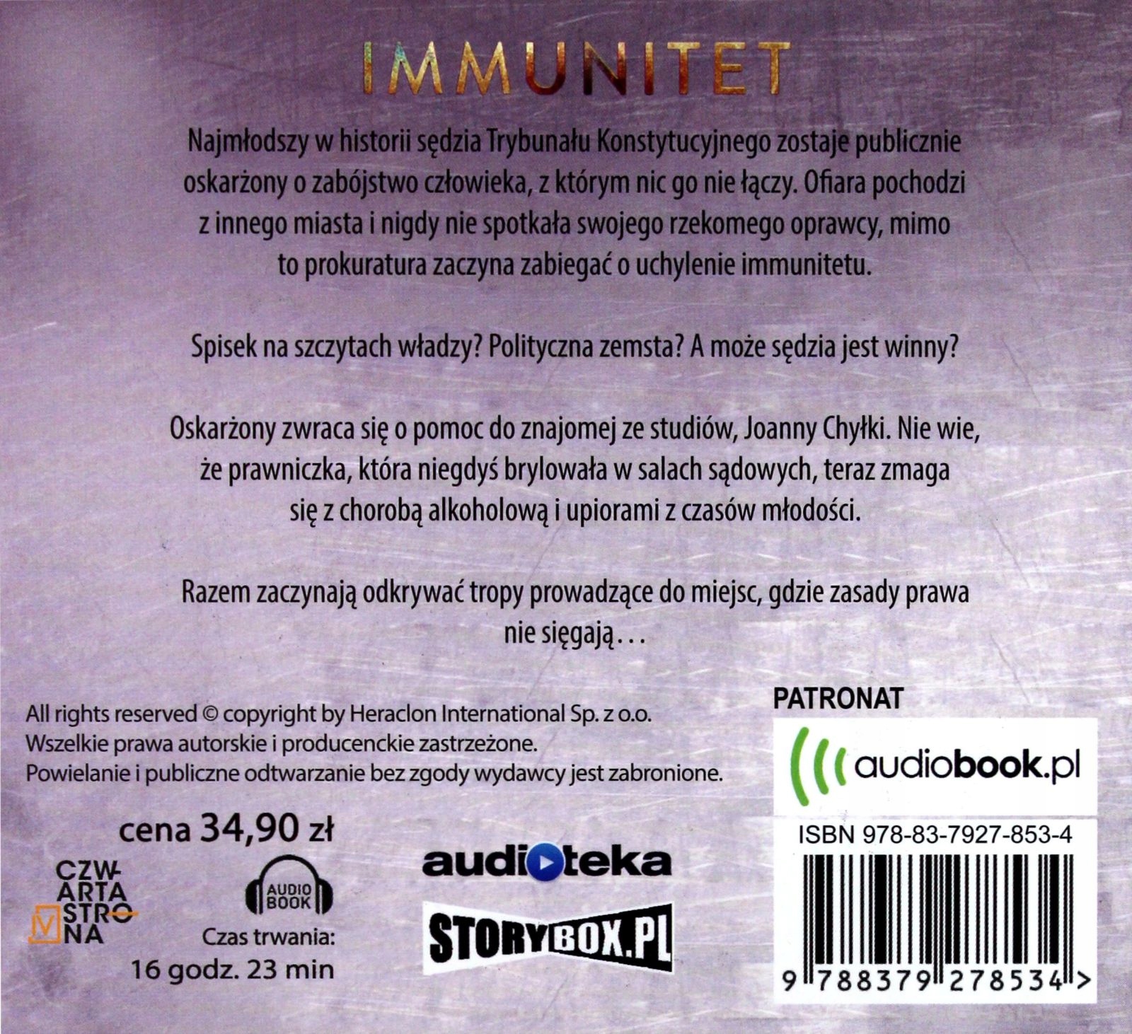 IMMUNITET. JOANNA CHYŁKA (TOM 4) - REMIGIUSZ MRÓZ [AUDIOBOOK] Stan opakowania oryginalne