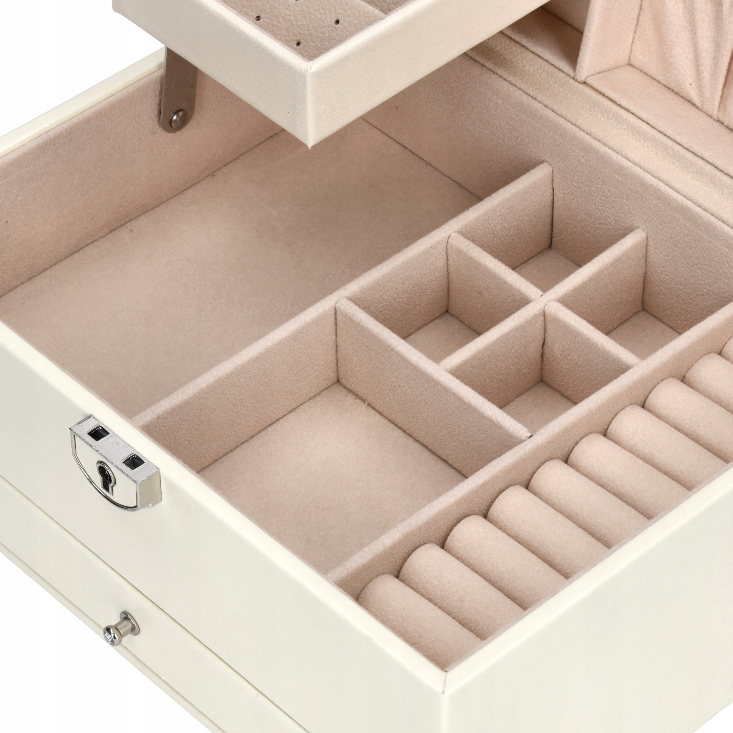 SZKATUŁKA NA BIŻUTERIĘ PUDEŁKO KUFEREK POJEMNY ORGANIZER ELEGANCKI C2 Model KORBI C2 Biała