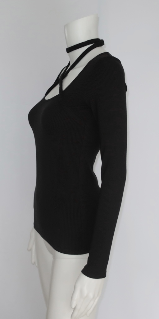 BIKBOK S 36 CZARNA BLUZKA CHOKER SEXY DEKOLT Rozmiar S