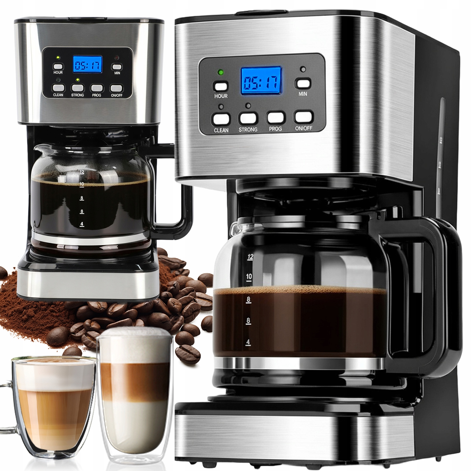 Kávovar Na Překapávanou Kávu Skleněný Vyhřívaný Kov 1,5 L 950 W Časovač Gift