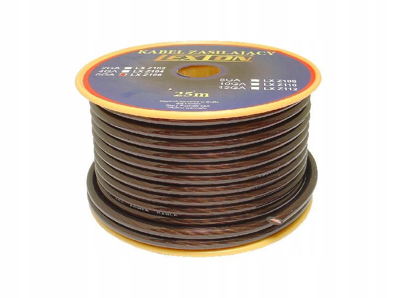 Kabel przewód zasilający LEXTON 6GA/8mm CCA czarny