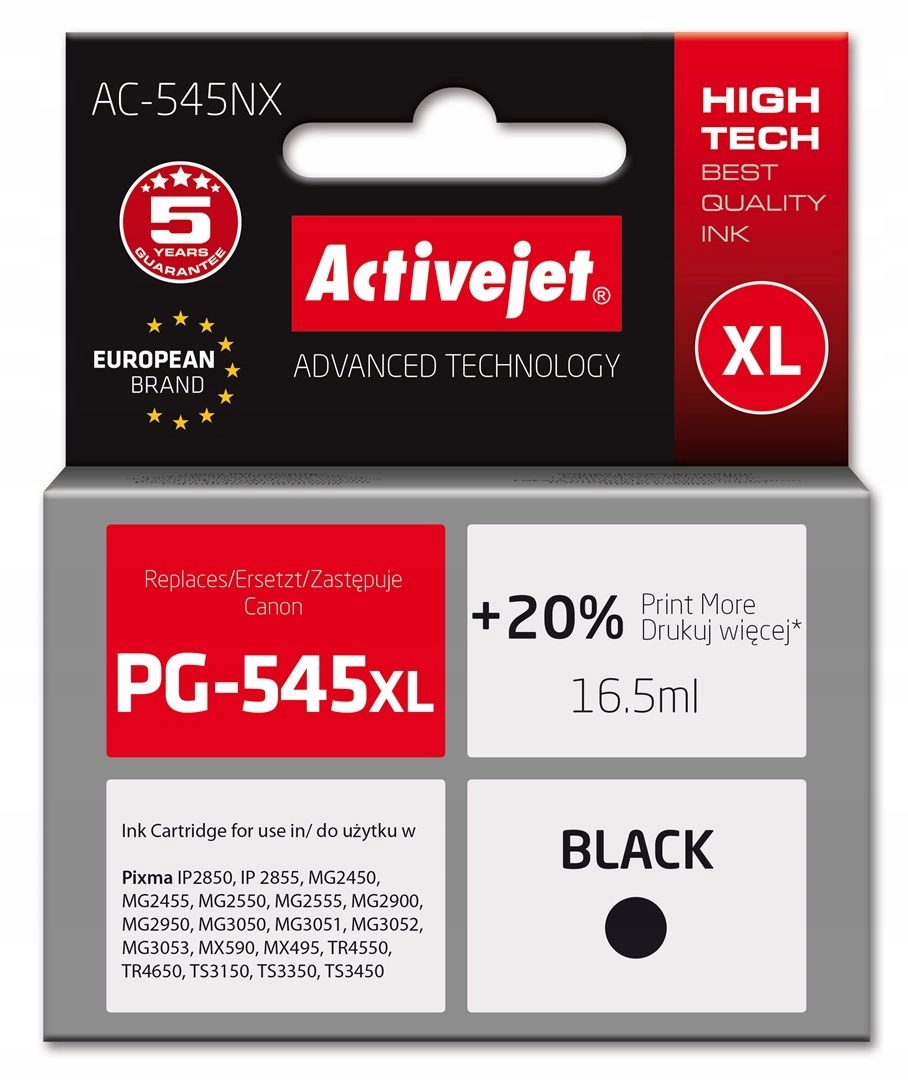 Activejet AC-545NX Tusz (zamiennik Canon PG-545XL Supreme 16,5ml czarny)