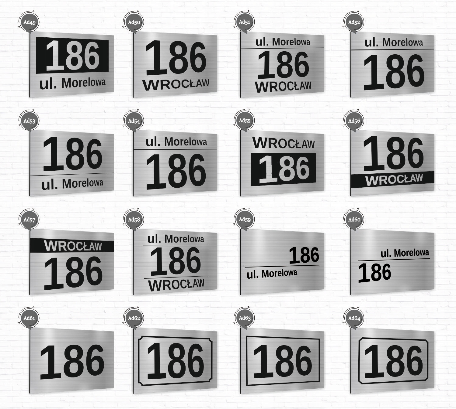 Tabliczka ADRESOWA Aluminiowa SREBRNA Numer domu Wysokość produktu 20 cm