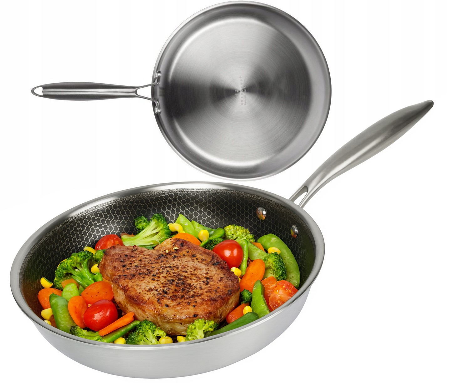 Patelnia Stalowa Gastronomiczna Stal Nierdzewna 26 cm Plaster Miodu