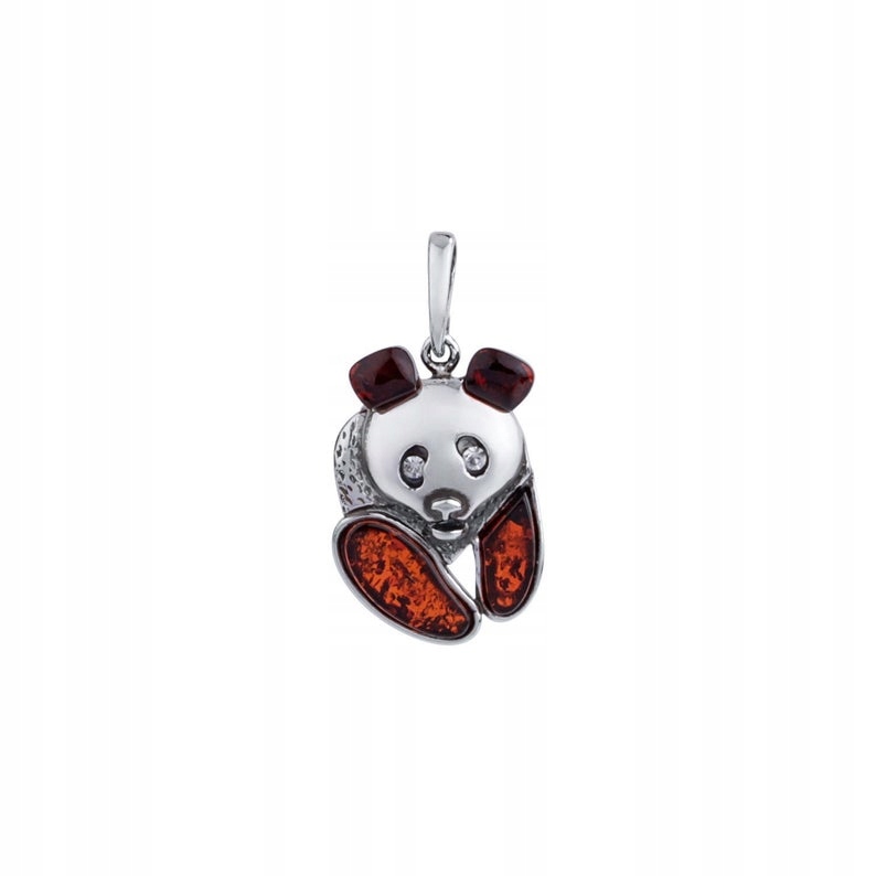 Stříbrný Přívěsek Ze Stříbra A Jantaru Panda