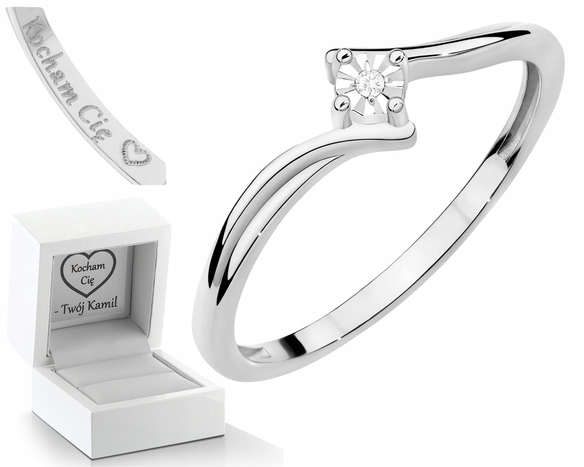 Prstýnek Z Bílého Zlata S Gravírovaným Gravírování 585 Dárek