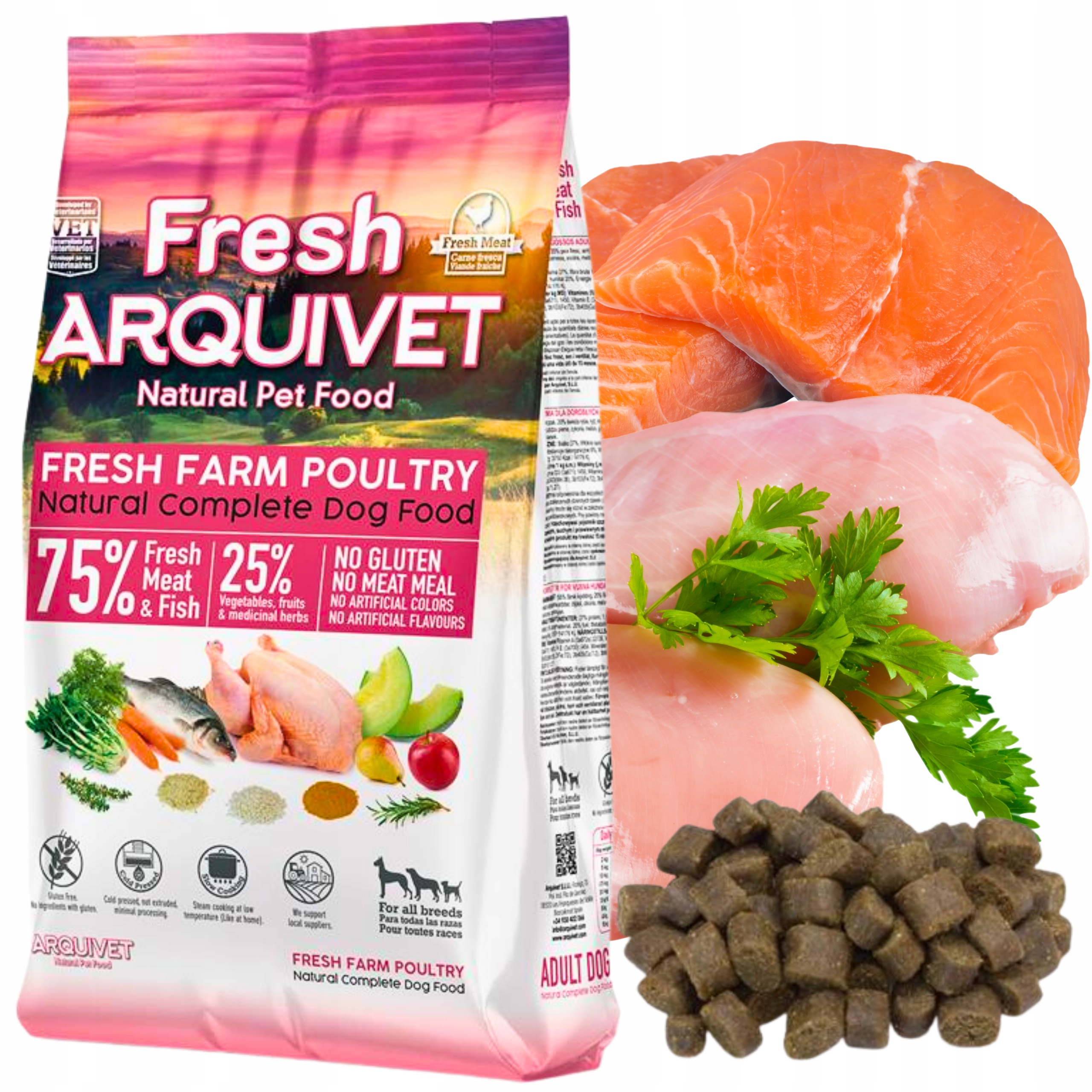 Krmivo pro psa Polovlhké kuře Ryba Bezlepkové Arquivet Fresh 10 kg