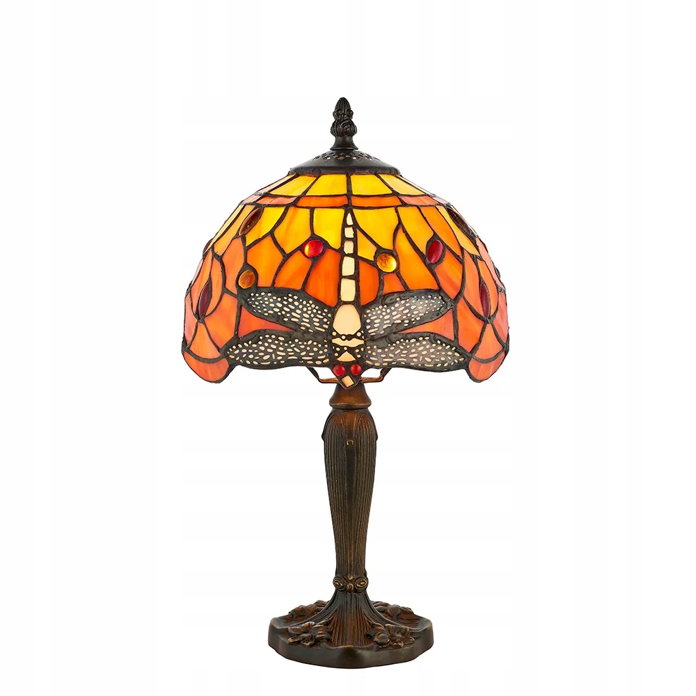 Tiffany Stolová vitrážová lampa Dragonfly Flame 1xE14 40W
