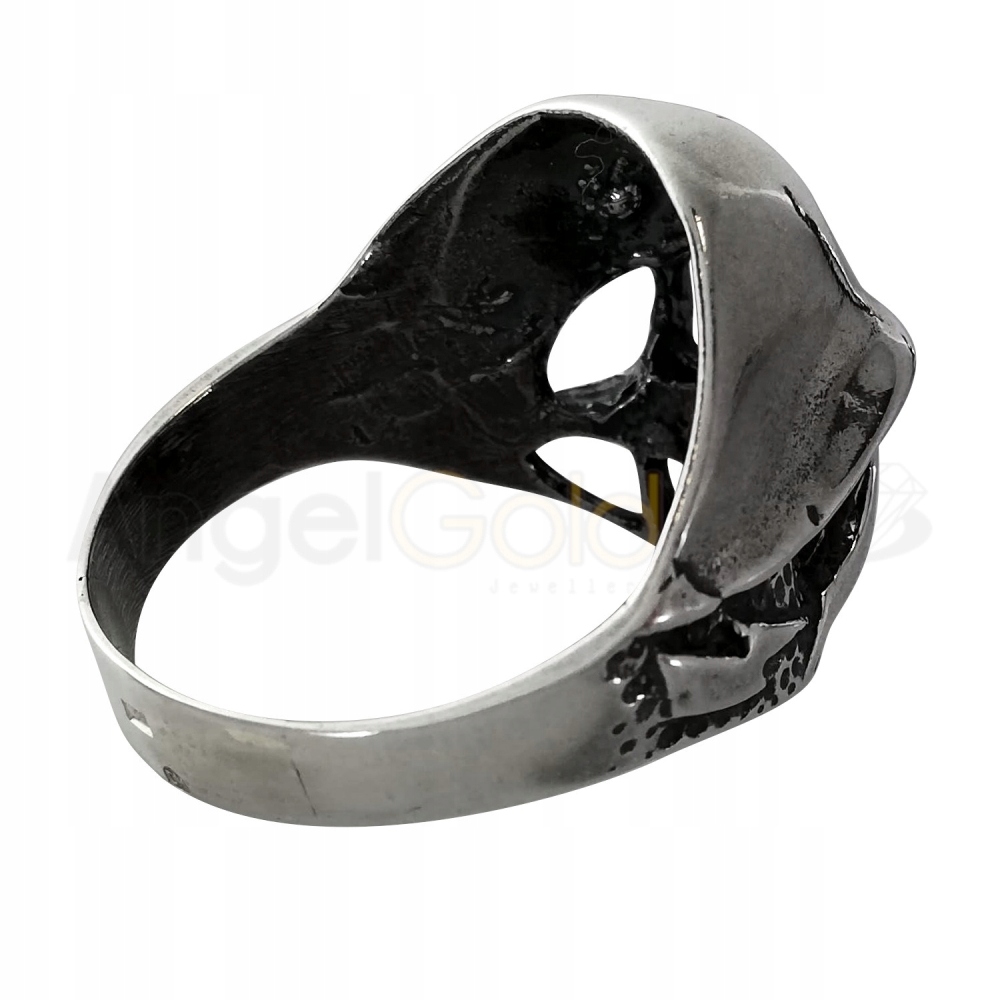 SREBRNY PIERŚCIEŃ CZACHA CZASZKA DUŻY SYGNET 925 Materiał srebro