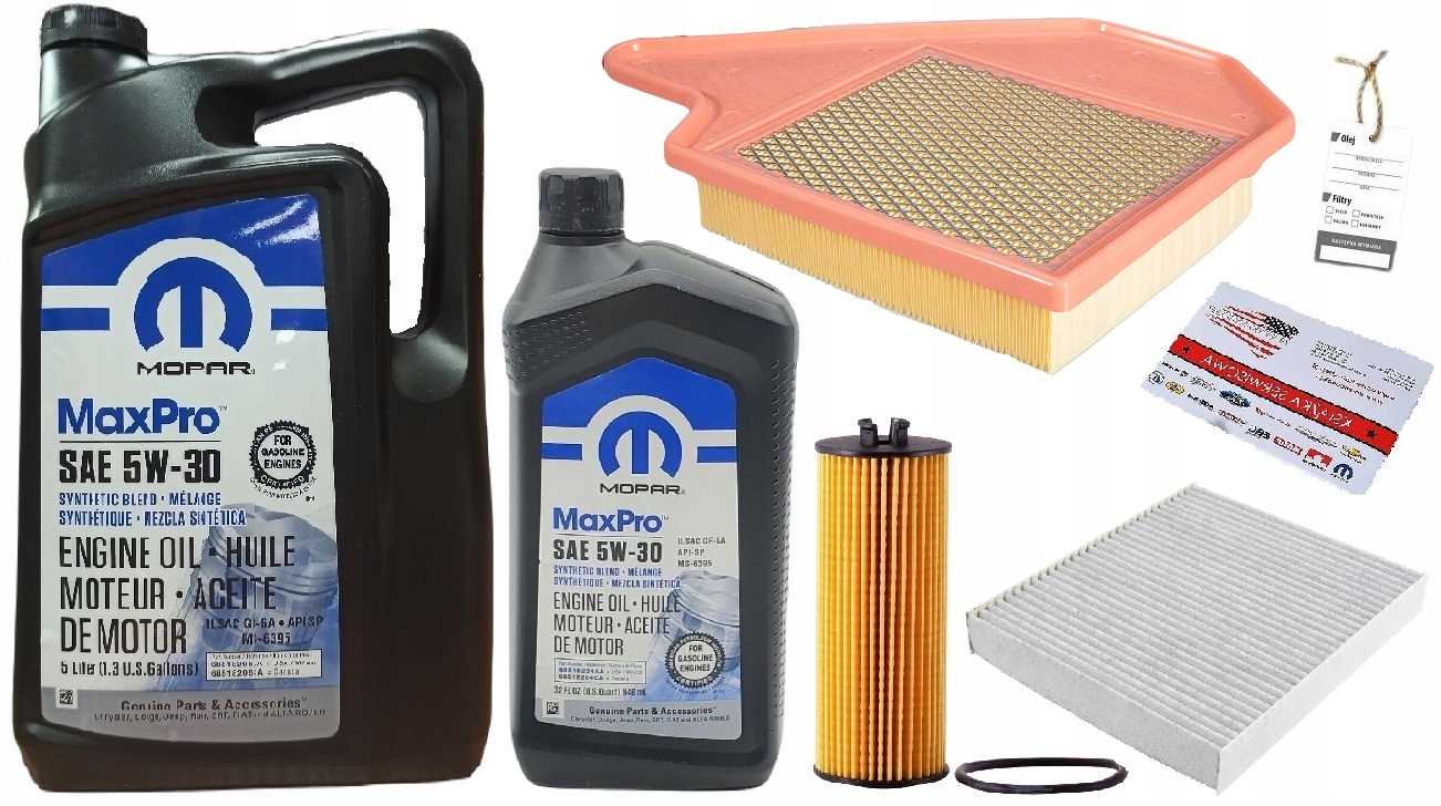MOPAR 5W30 6L + FILTRY GRAND CARAVAN 3,6 2011-2012