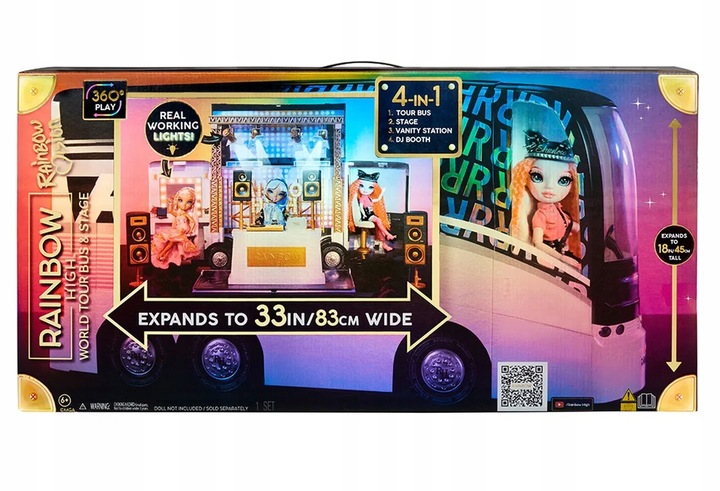 RAINBOW HIGH 583721 DUŻY ZESTAW Autobus Scena Dla Lalek Świecąca