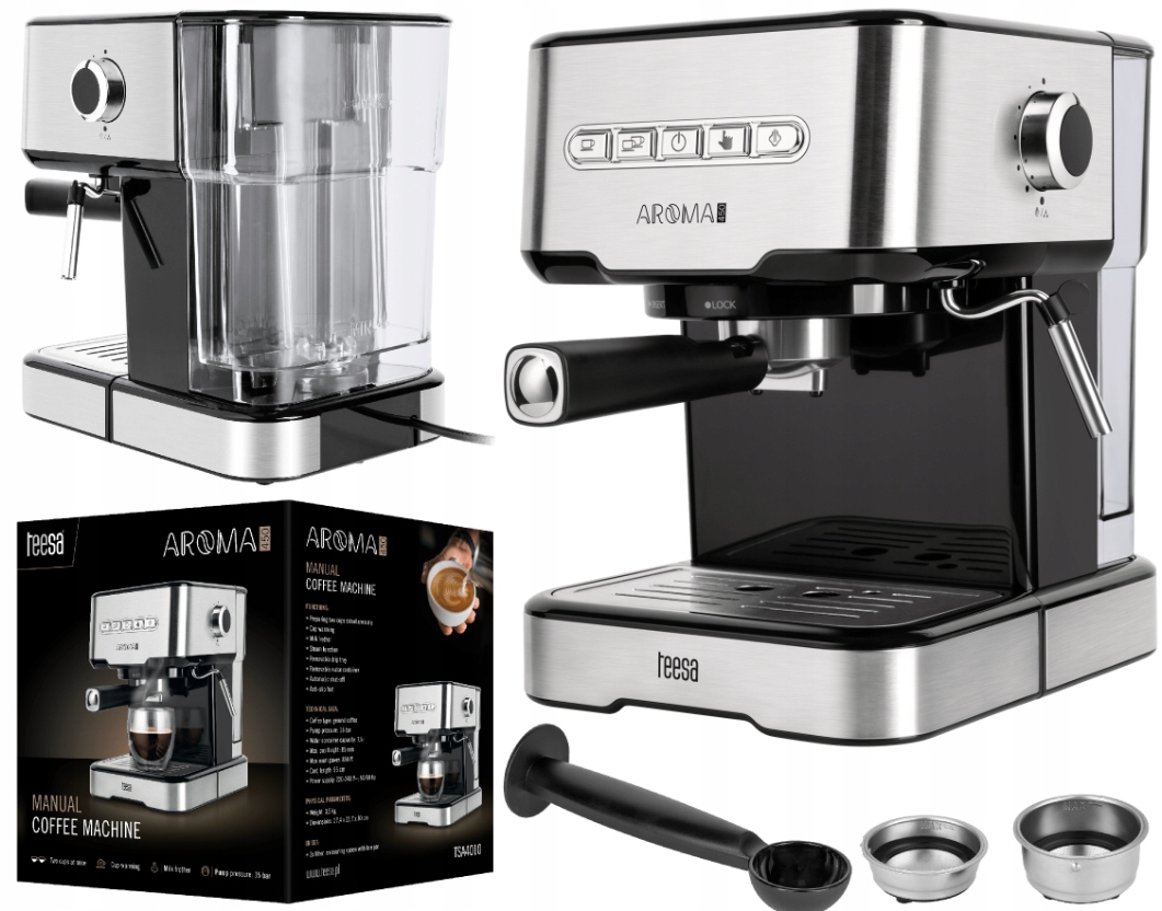 Pákový tlakový kávovar Teesa Aroma 450 850 W stříbrný/šedý