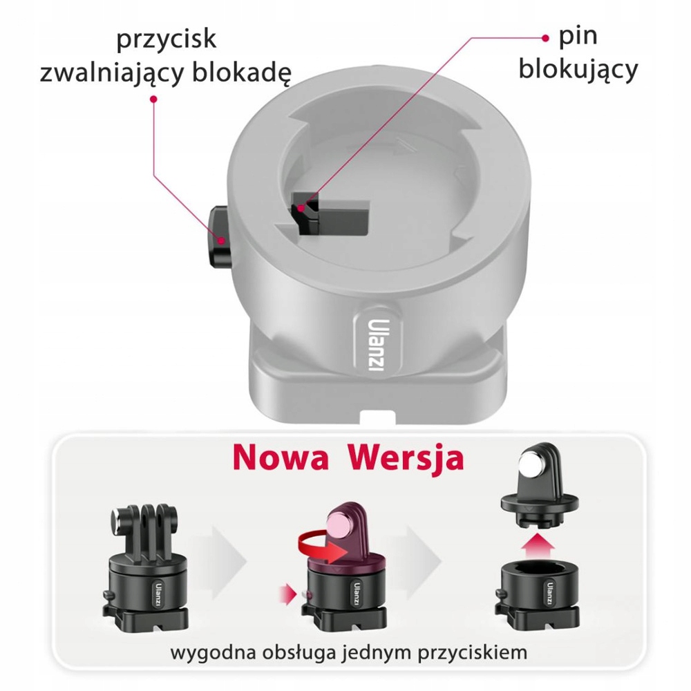 Szybkozłączka Ulanzi Go-Quick do GoPro 12 11 10 9 DJI Szerokość produktu 6.1 cm