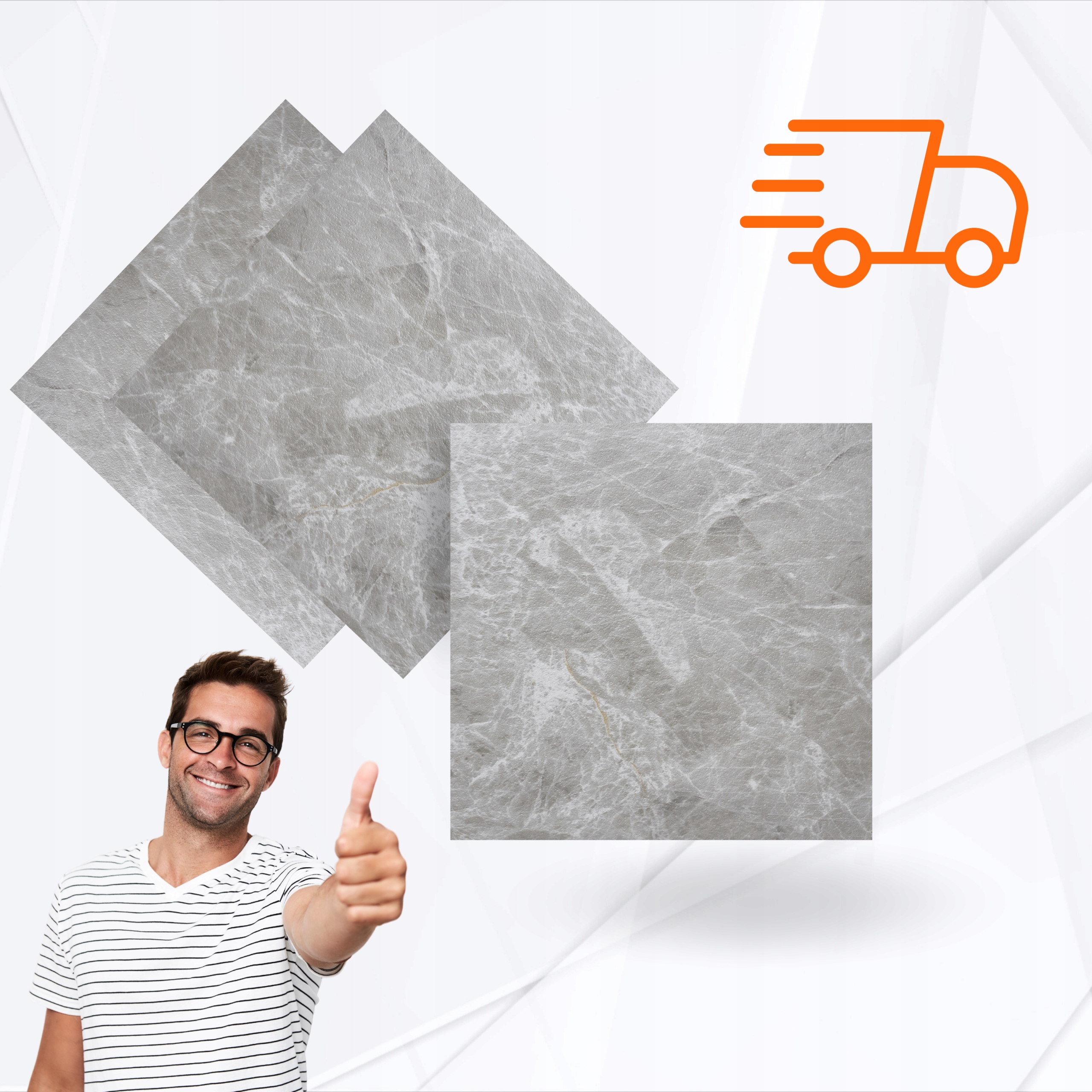 Płytka Winylowa Samoprzylepna 1 SZTUKA Wodny SZARY MARMUR Kafle Panel Jednostka sprzedaży paczka