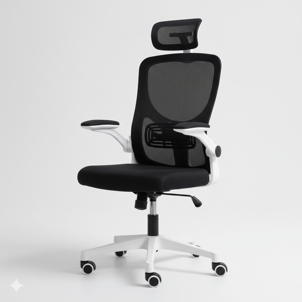 Ergonomická Otočná Kancelářská Židle Z Mikrosítě Fibi, Černá A Bílá