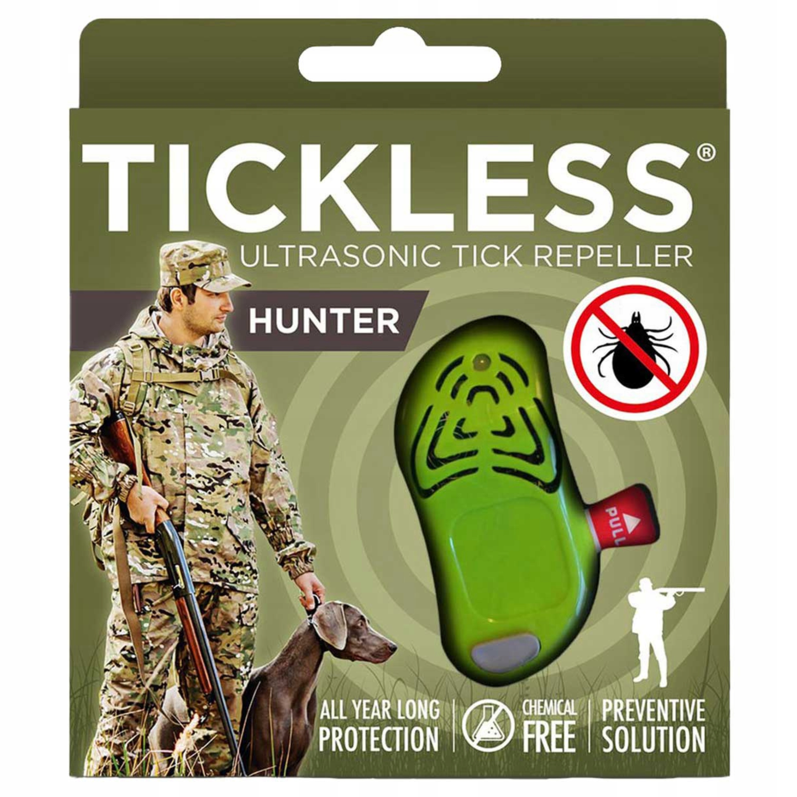 Ultradźwiękowa Ochrona Przed Kleszczami Bez Chemii Tickless Hunter Zielony