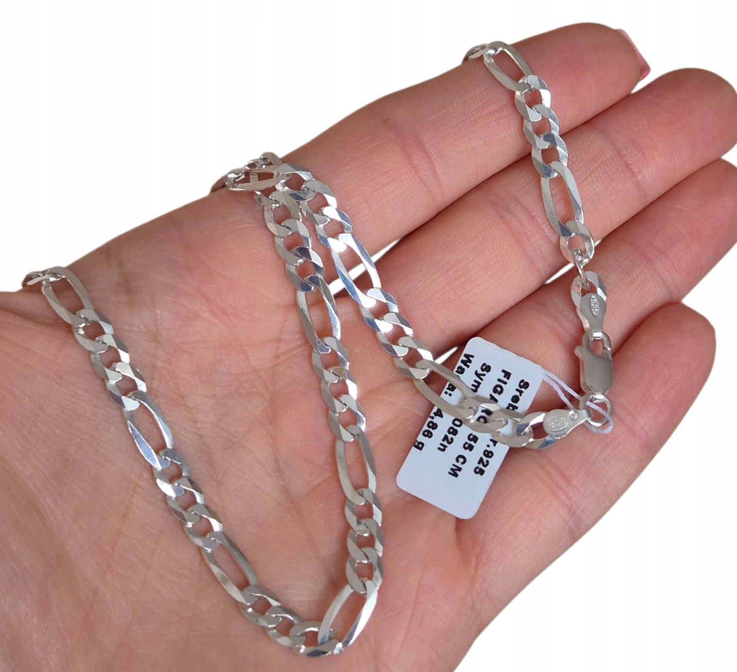 Figaro Pánský Řetízek Stříbrný Řetízek 55 CM Pánský Stříbro Silný Stříbro 925