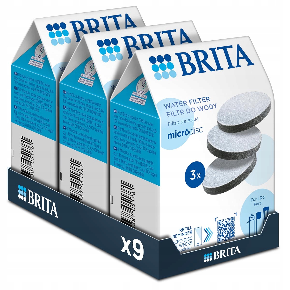 Brita Filtr wkład filtrujący wodę MicroDisc do butelek i karafek 9 sztuk