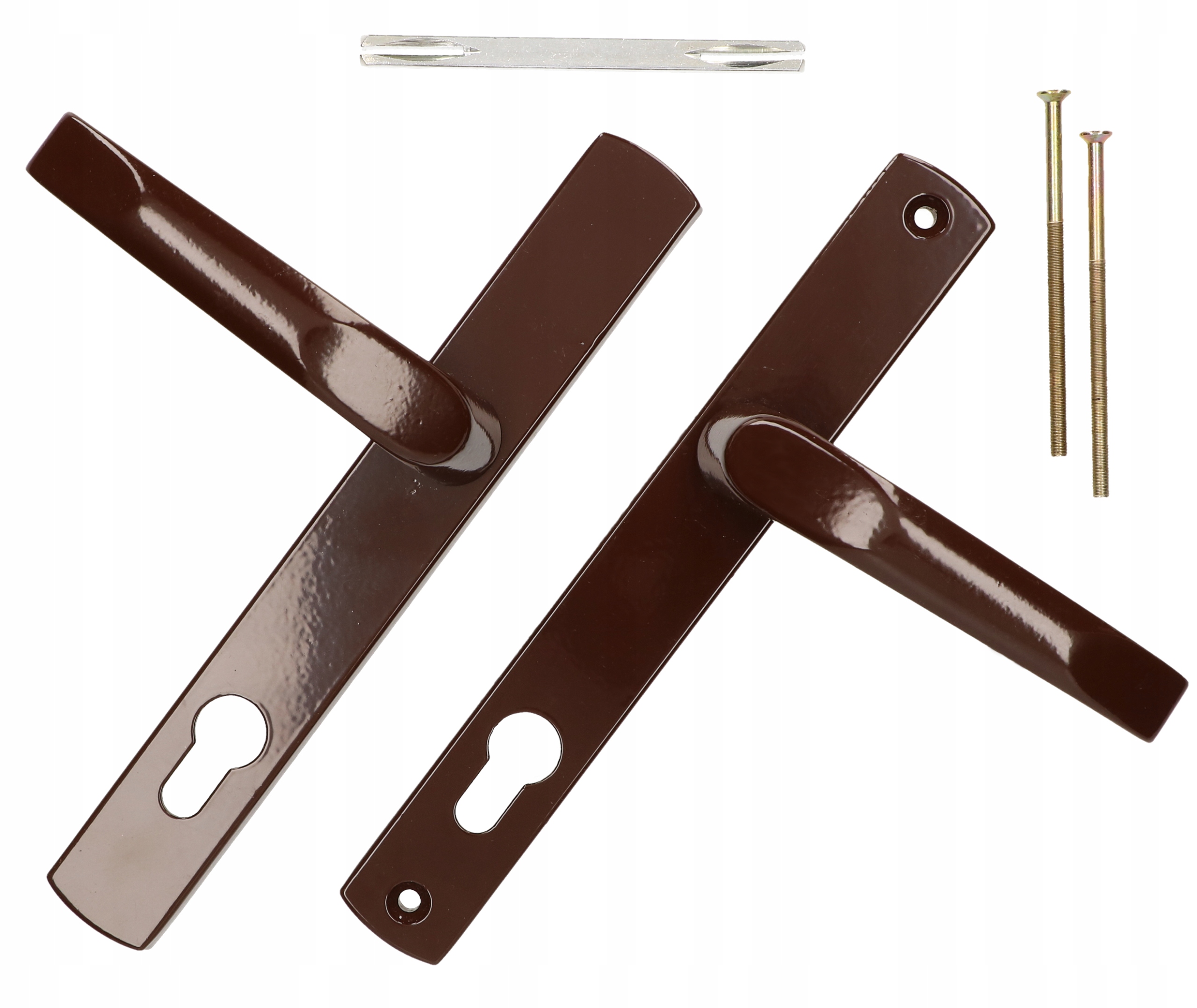 KLAMKA DRZWIOWA BRĄZOWA 92 DŁUGI SZYLD NA WKŁADKĘ