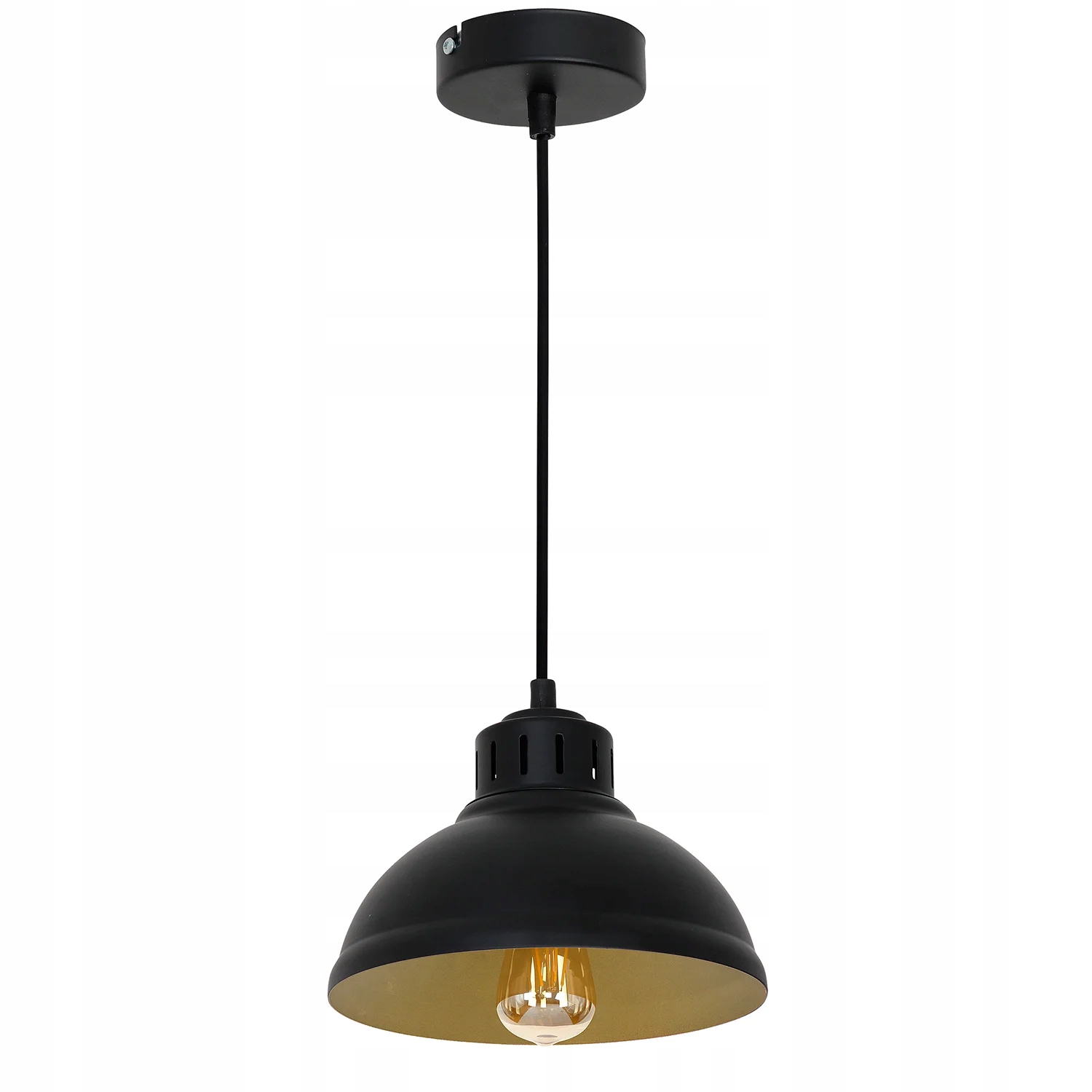 Závěsná Lampa Černá Industriální Černá Zlatá Luminex Sven 1XE27