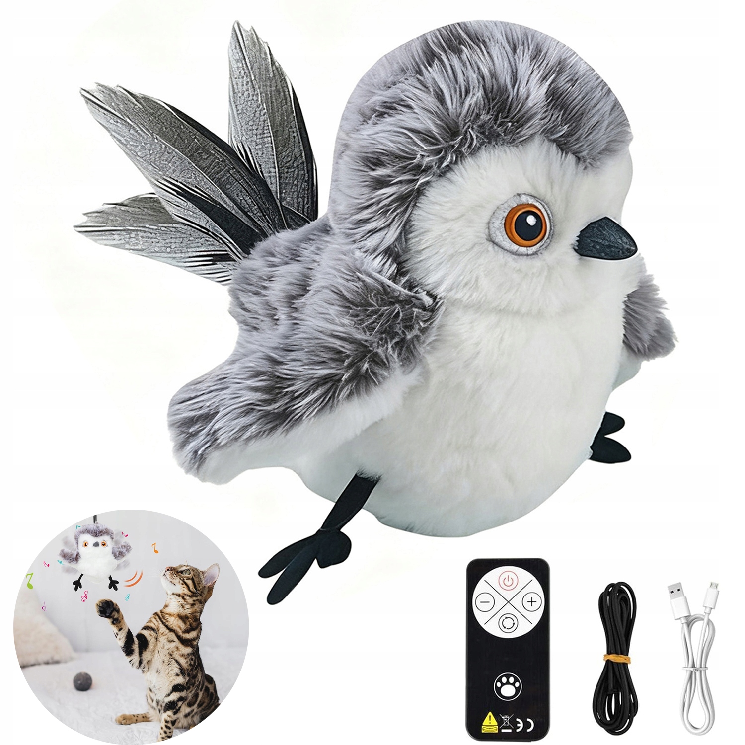 Interaktivní Hračka Pro Kočky Dálkové ovládání Realistická křídla Peří