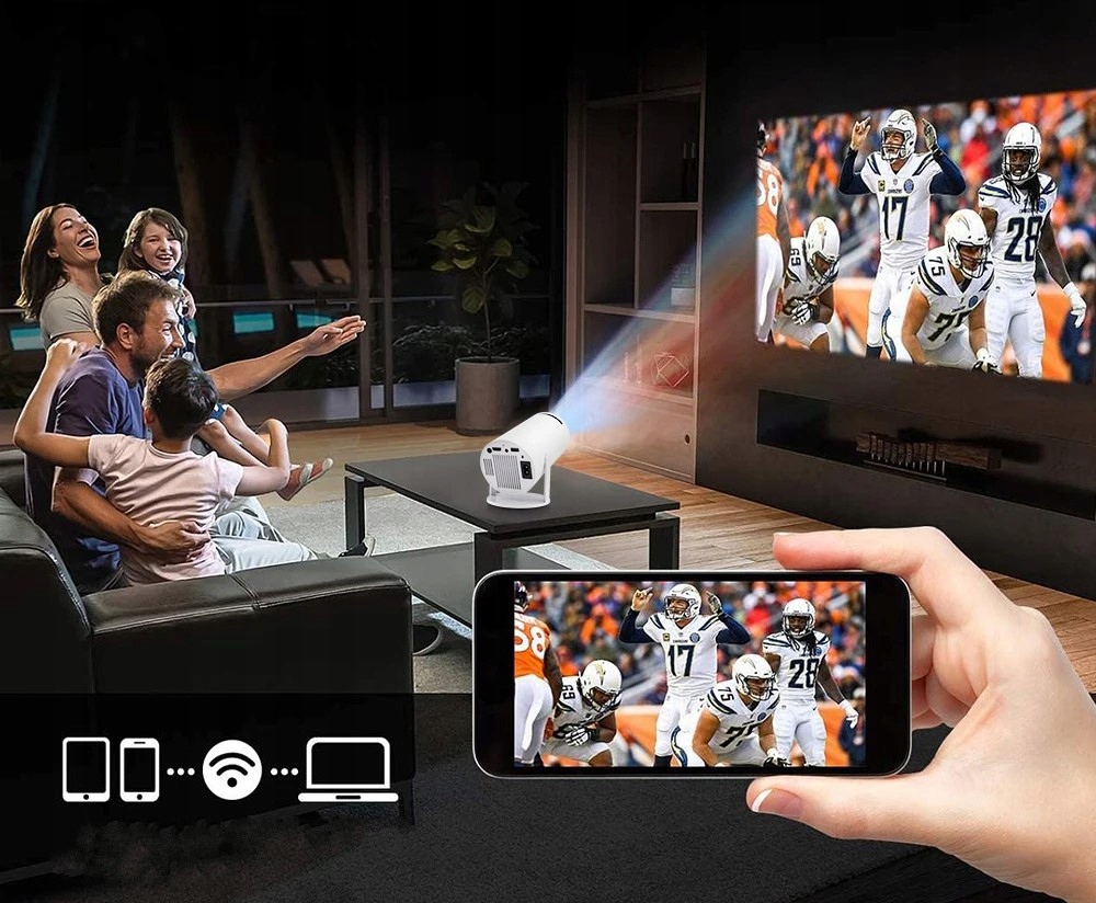 PROJEKTOR RZUTNIK ANDROID TV WIFI FULLHD PRZENOŚNY 4K GŁOŚNIK OBROTOWY HDMI Technologia wyświetlania LED