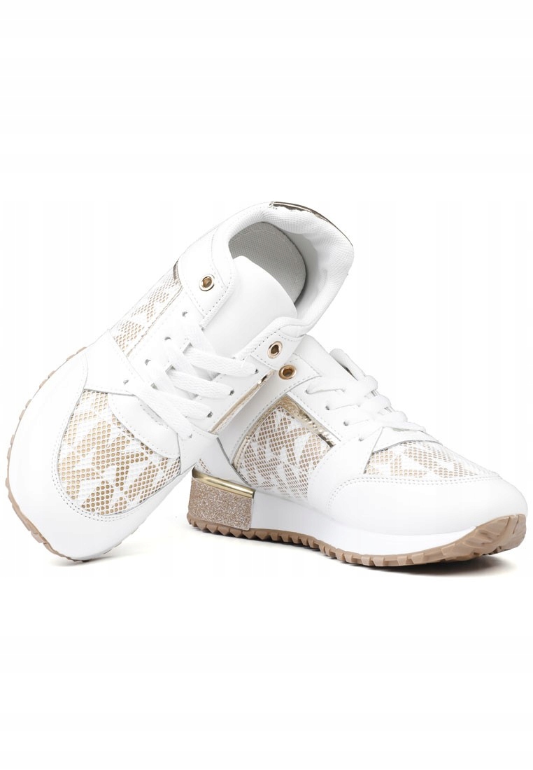 Białe Buty Sportowe Damskie Sneakersy Płaskie Związane Dla Każdej