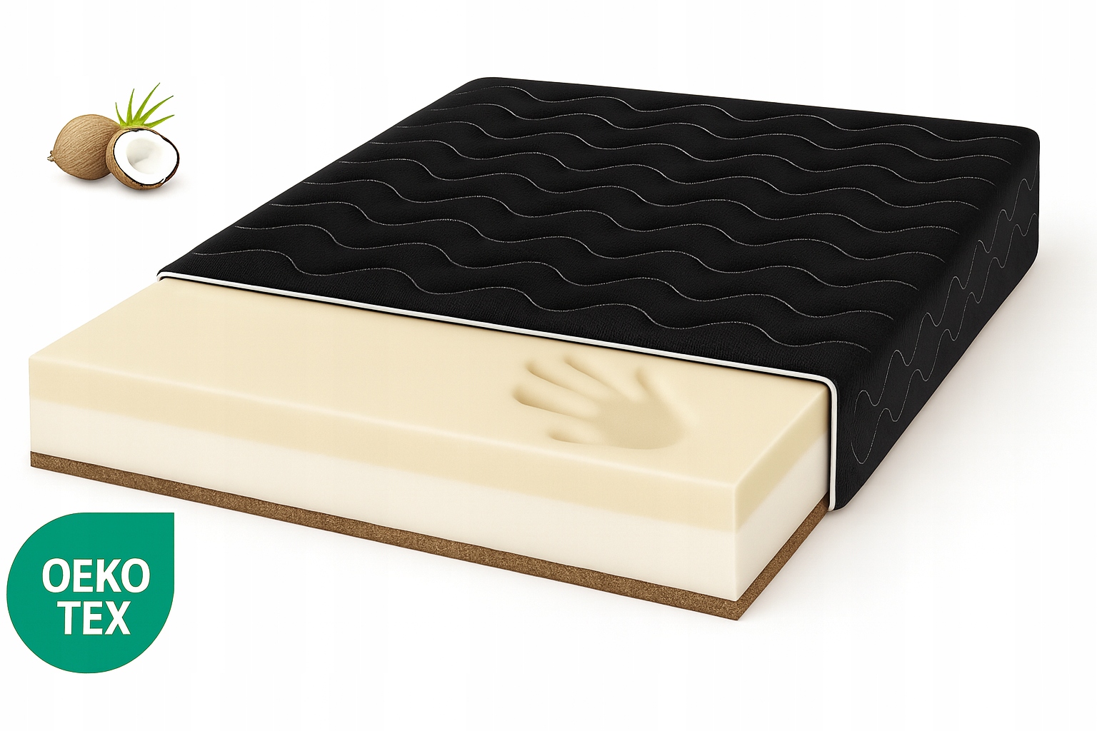 Matrace Visco Kokos 80x200 T25 Černá Pěnová Pěna Antibakteriální