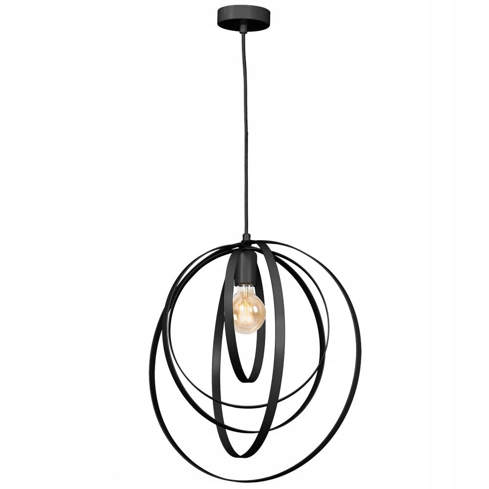 Černá závěsná lampa z kovových kroužků Ringo 1412 Luminex