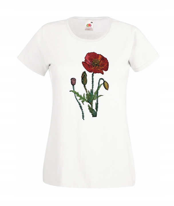 

XL Koszulka Damska Kwiaty Maki Folk Magnolia Wzor