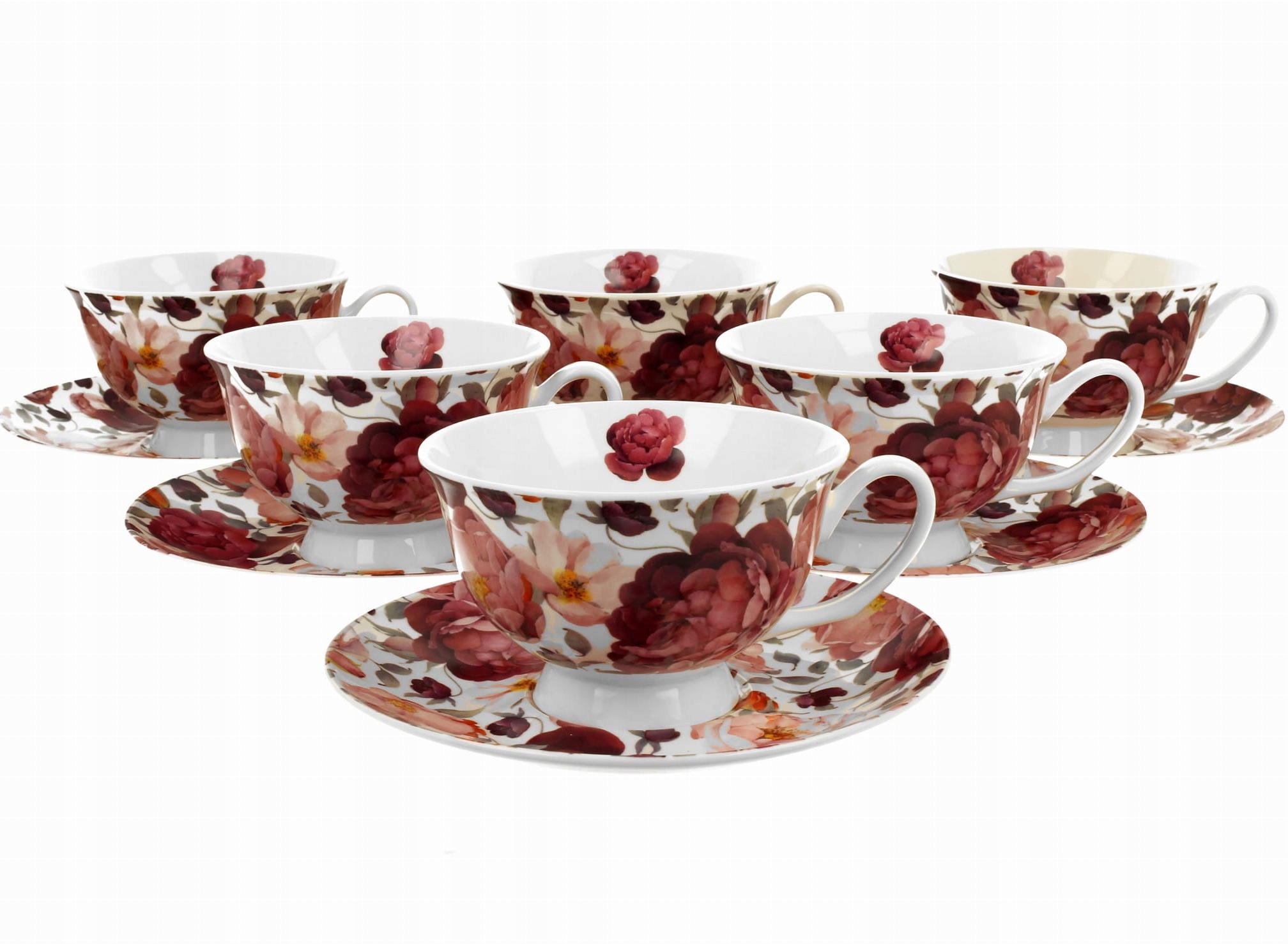 Elegantná súprava porcelánových šálok Royal Spring Roses White