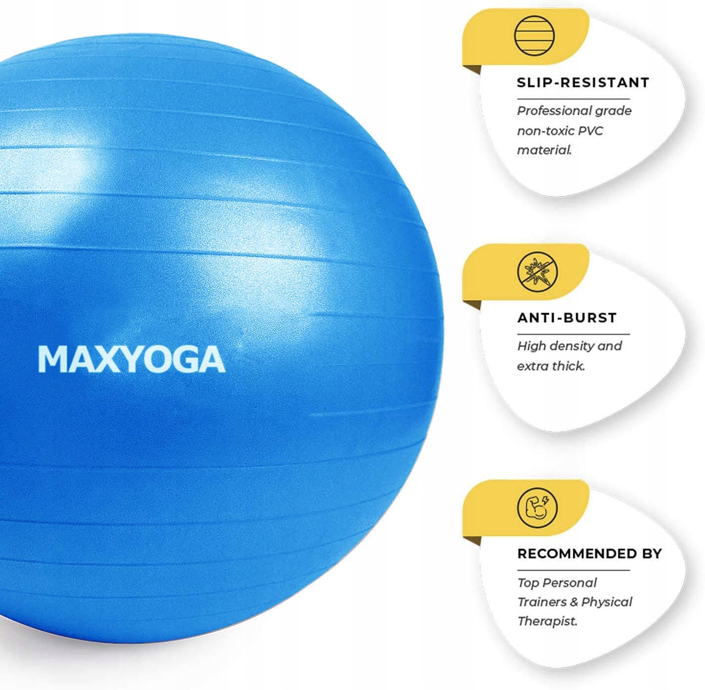 MAXYOGA Antywstrząsowa Piłka Do Ćwiczeń Joga Fitness 65 cm Z Pompką — miniatura 2
