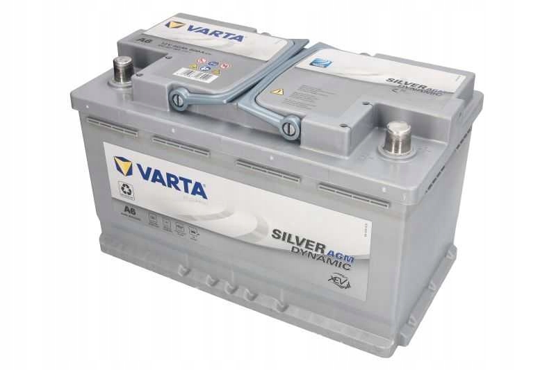 VARTA 80Ah 800A Silver Dynamic A6 AGM P+ 12V Akumulator 315x175x190mm