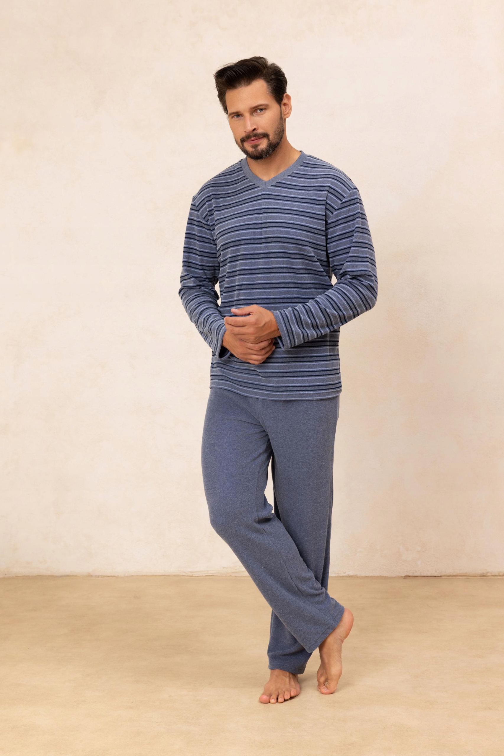 Teplé pánské pyžamo Regina 490 M námořnická modrá