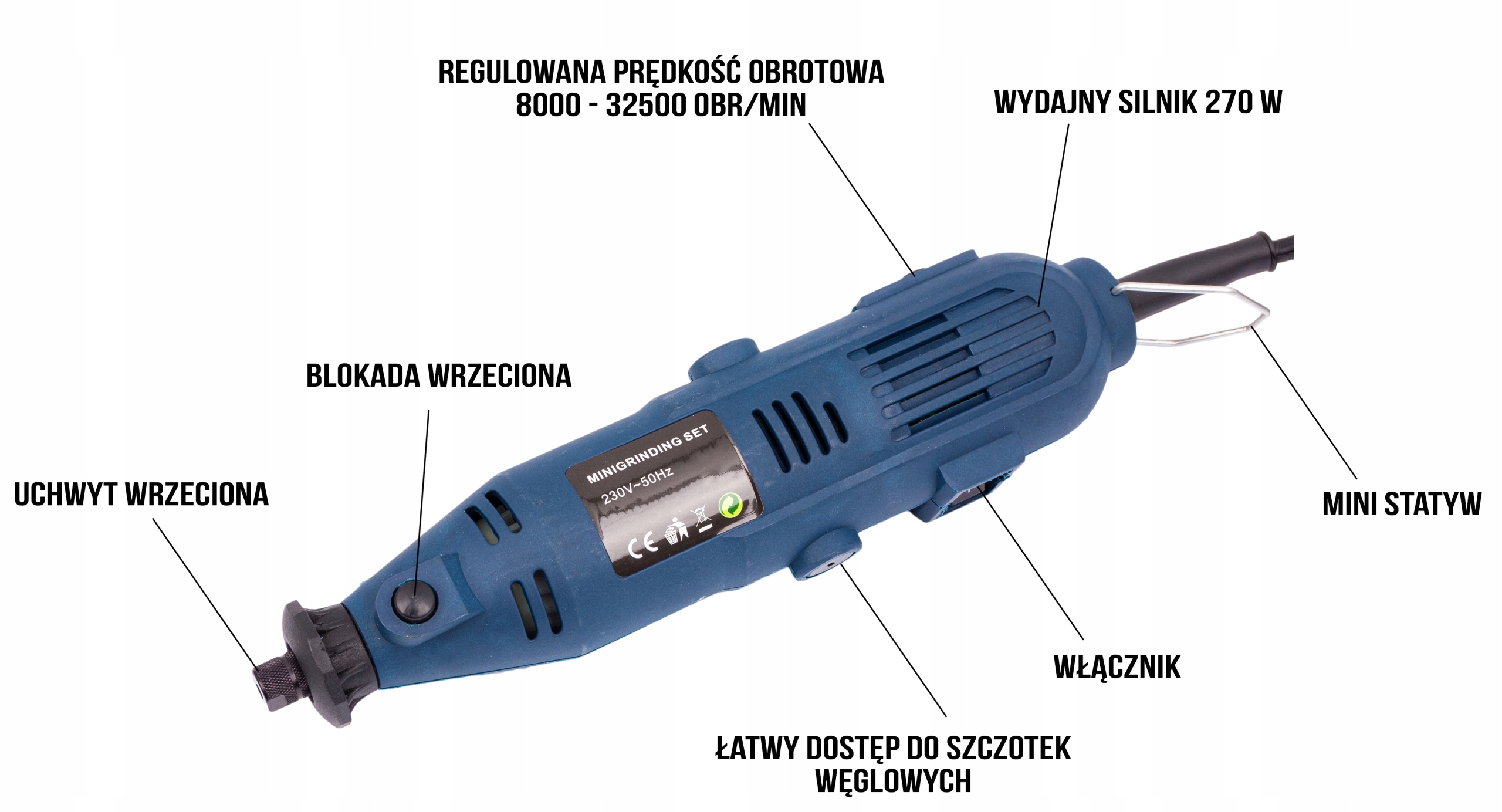 MINI SZLIFIERKA DRILL MULTISZLIFIERKA FREZARKA 320 Maksymalna prędkość obrotowa 32500 RPM