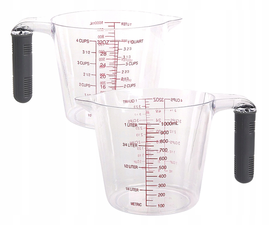 KUBEK Z MIARKĄ PODZIAŁKĄ DO MLEKA WODY PŁYNÓW 1 L