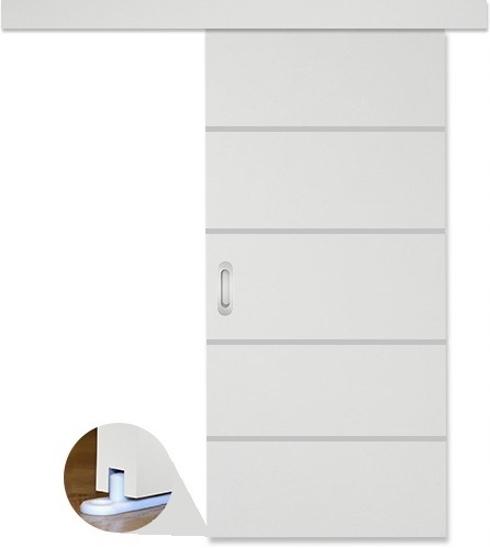 DRZWI PRZESUWNE PRZEJŚCIOWE PASKI SREBR 90 CM