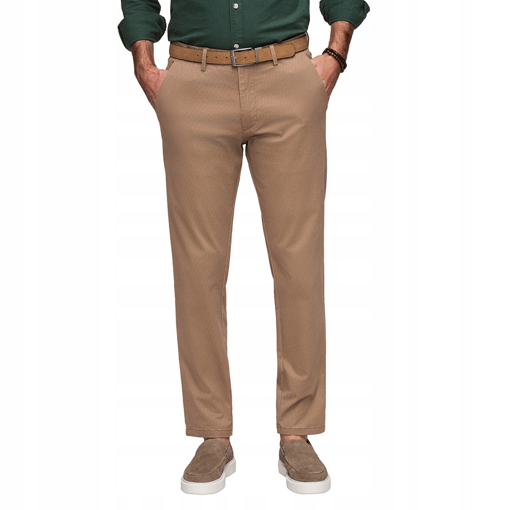 Pánské chino kalhoty Regular Fit s jemnou strukturou, tmavě béžové, velikost P15 XL