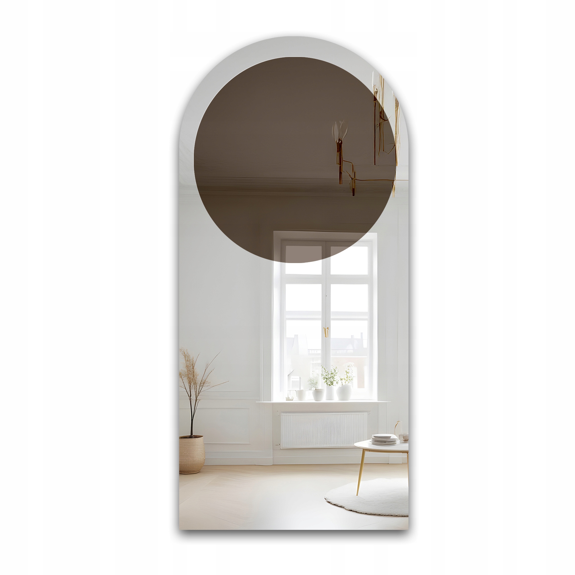 Zrcadlo Mocha Choco s kulatou hnědou deskou 100x200
