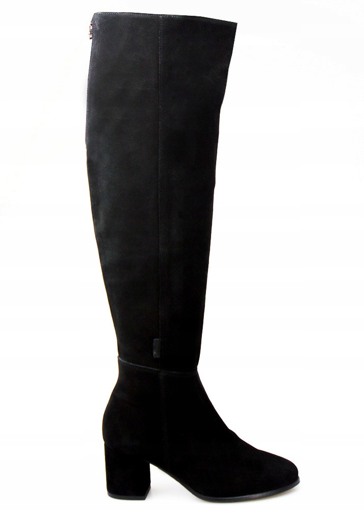 Černé Kozačky Za Koleno Kožené Teplé 37