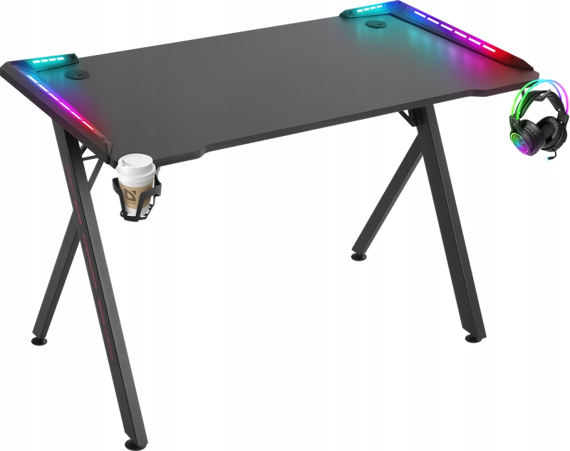 BIURKO DEFENDER IDOL RGB CZARNE GAMING — 26