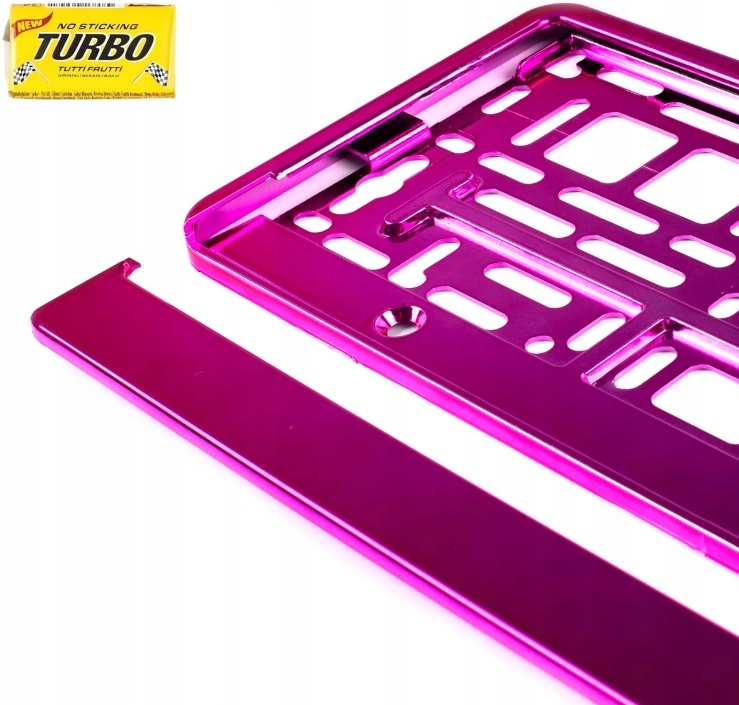 Ramka tablicy rejestracyjnej Różowa metalizowana do auta samochodowa *1 Szt