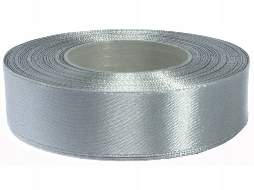 Wstążka tasiemka satynowa 25mm 32m SREBRNA 180