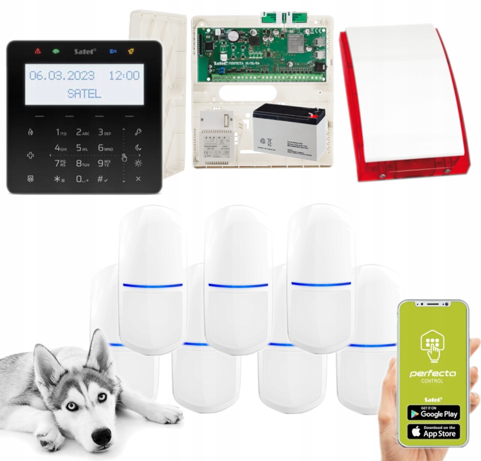 Alarm Satel Perfecta 64 M Lte Apka 7 Czujek Slim-pir-pet KSG2R-B Syrena