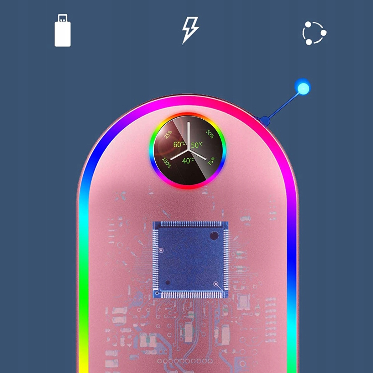 OGRZEWACZ DO RĄK USB POWERBANK 10000mAh RÓŻOWY Marka bez marki