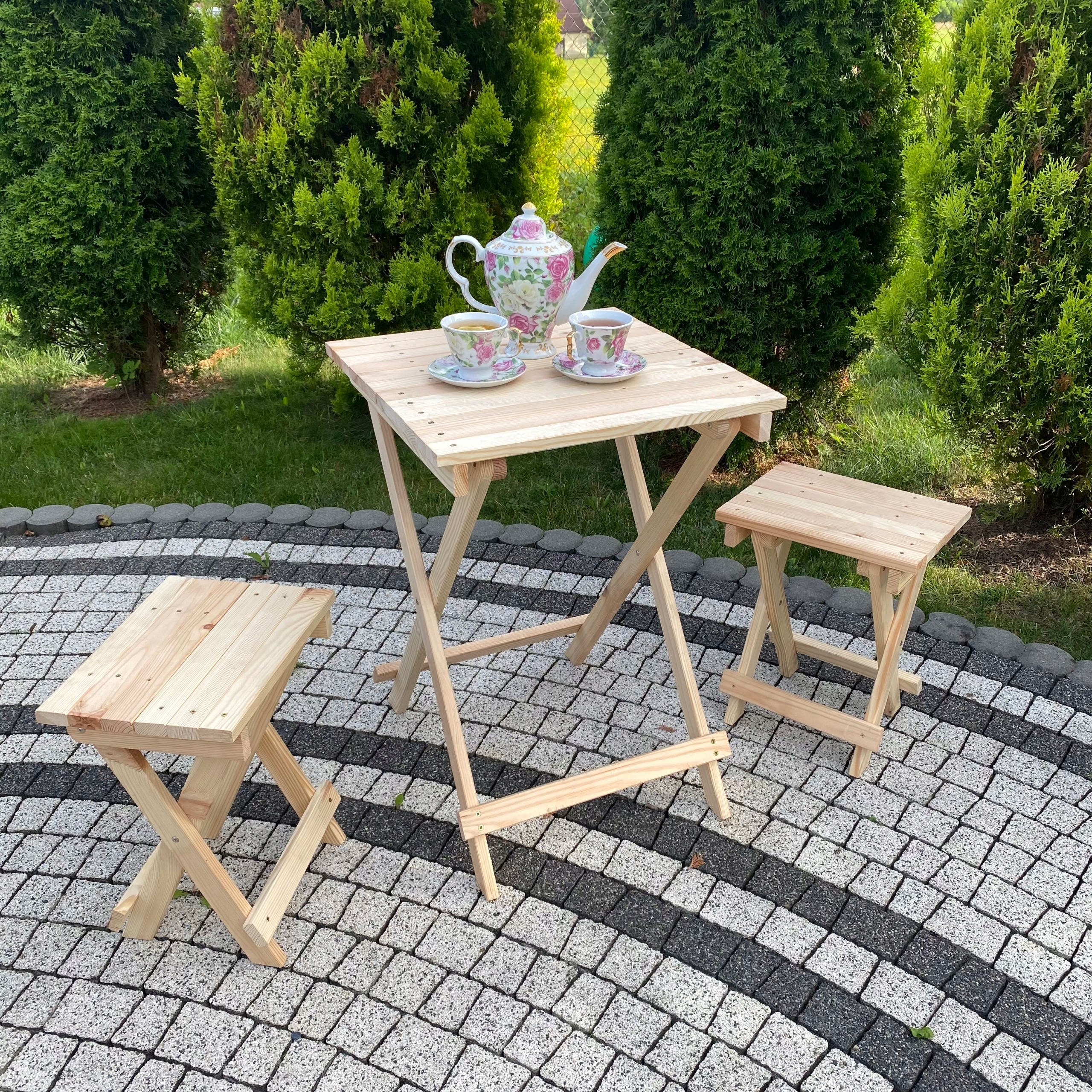 Stolik składany DREWNIANY 49x49x69CM STOLIK TURYSTYCZNY BALKONOWY OGRODOWY Producent inna