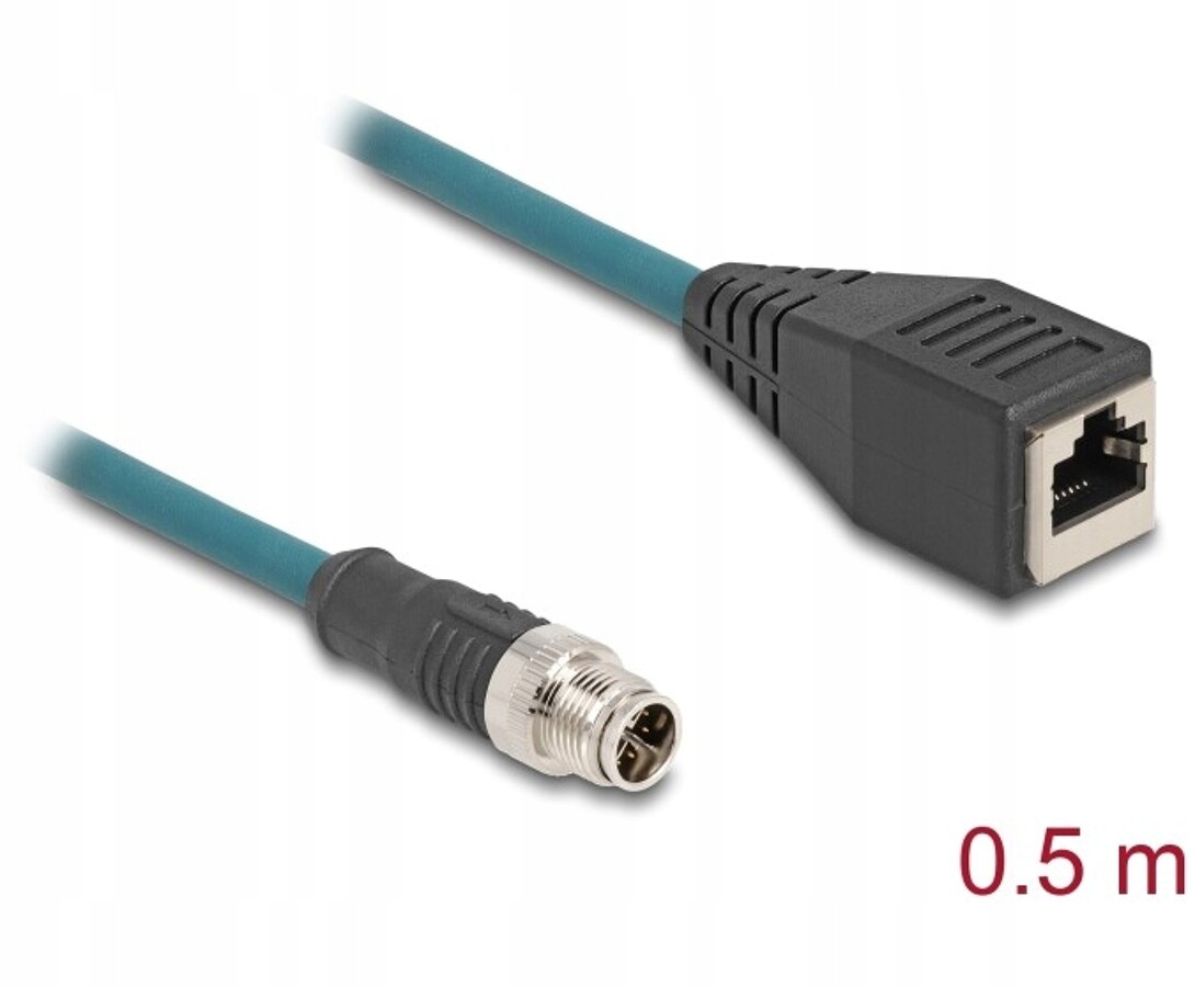 Przewód adapter IP67 M12 X-coded 8-pin męski RJ45 Cat.5e 50cm Delock 60071