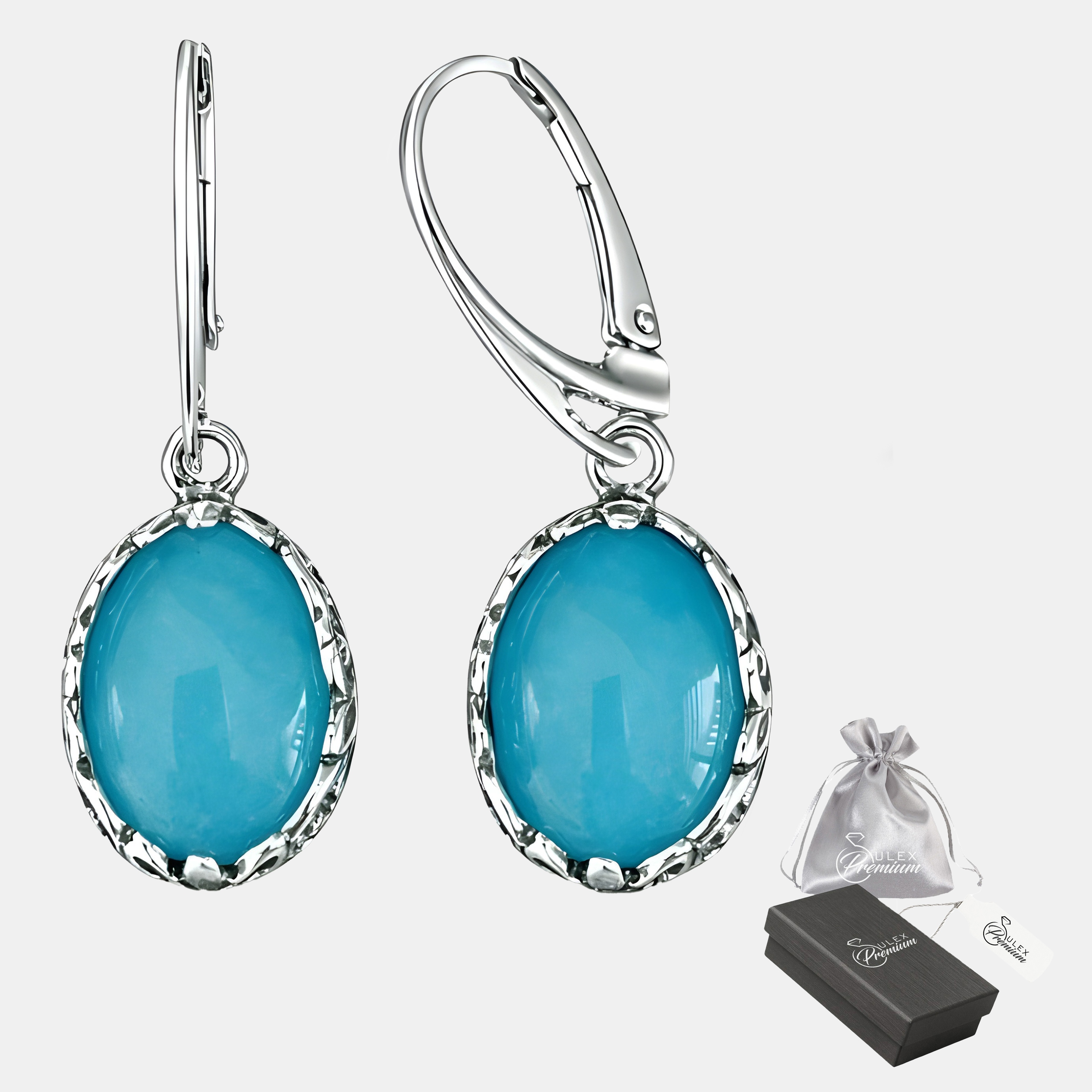 Náušnice s přírodním modrým chalcedonem Stříbro ryzost 925 Elegantní