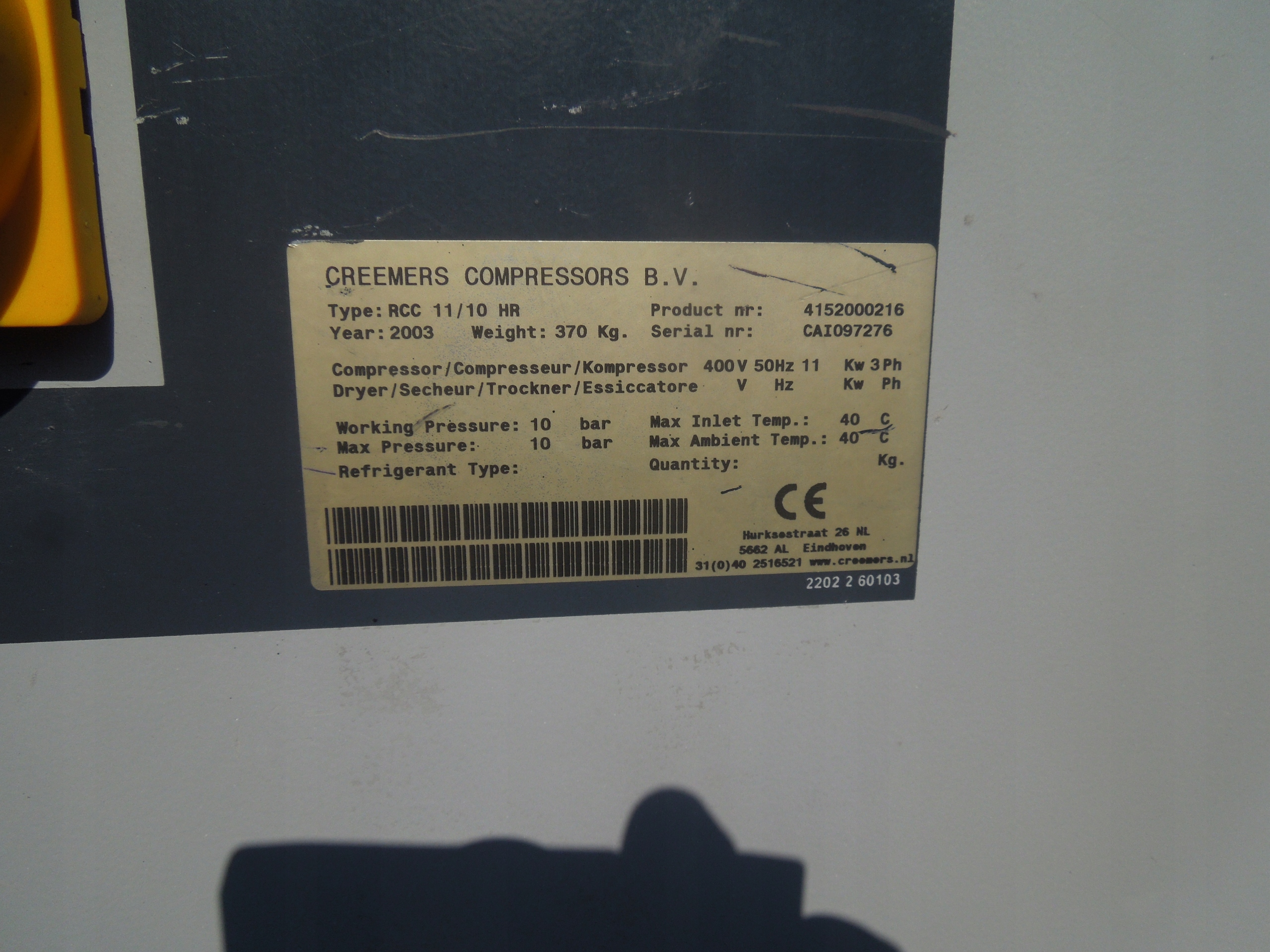 KOMPRESOR ŚRUBOWY CREEMERS RCC11/10 11kw Marka Creemers