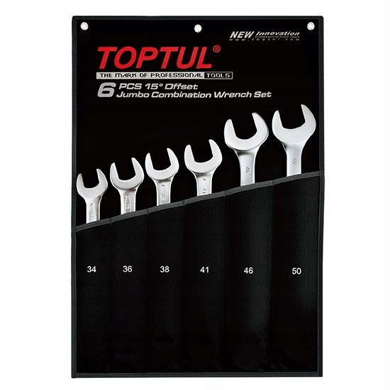 Sada Očkoplochých Kľúčov 34,36,38,41,46,50 mm 6 ks Jumbo 15° Toptul